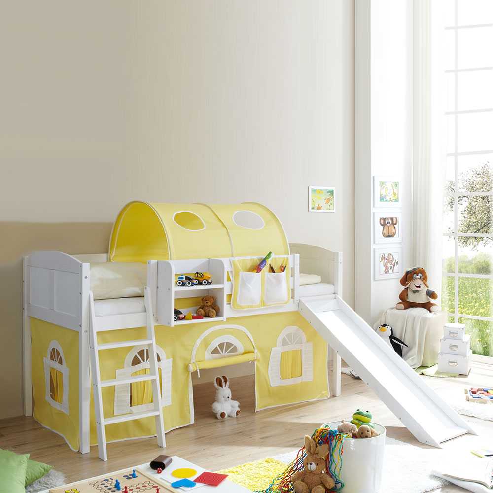 Kinderhochbett Kildare in Weiß-Gelb