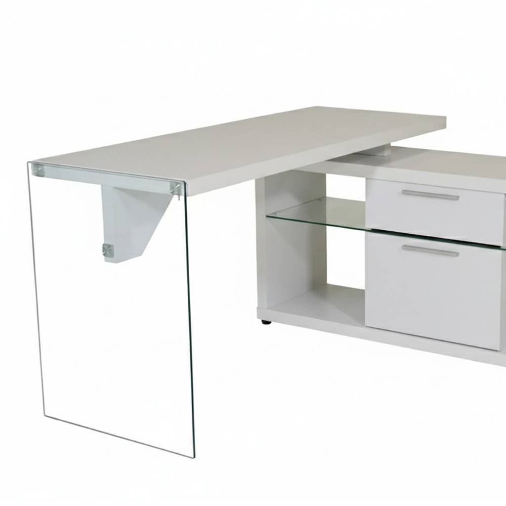 Design-Schreibtisch in Weiß und Transparent - Rosenna