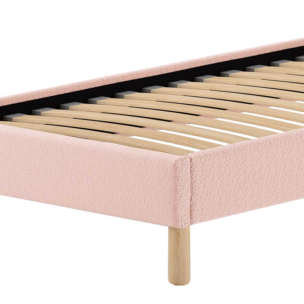 Boucle Einzelbett in Rosa mit Natur - Skylab