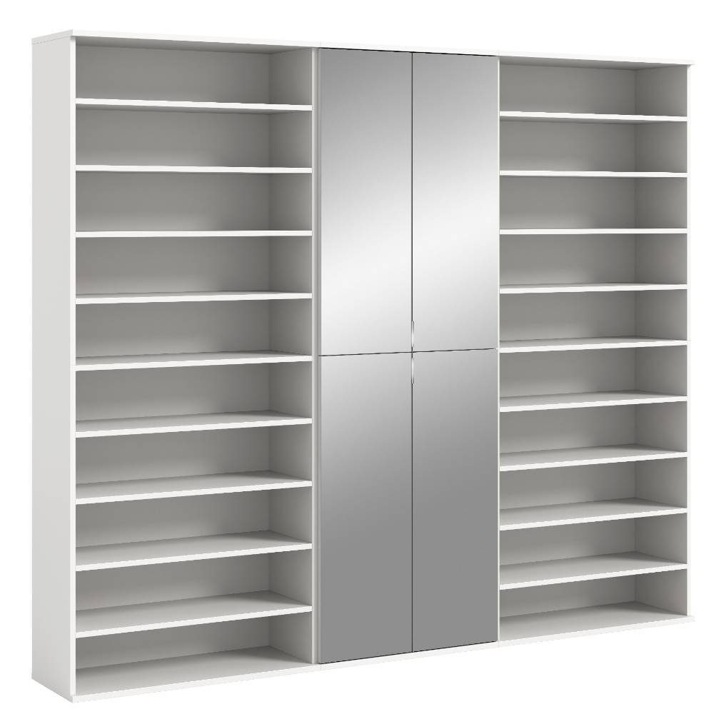 Schuhregal Duo und Spiegelschrank Set - Ejulia (dreiteilig)