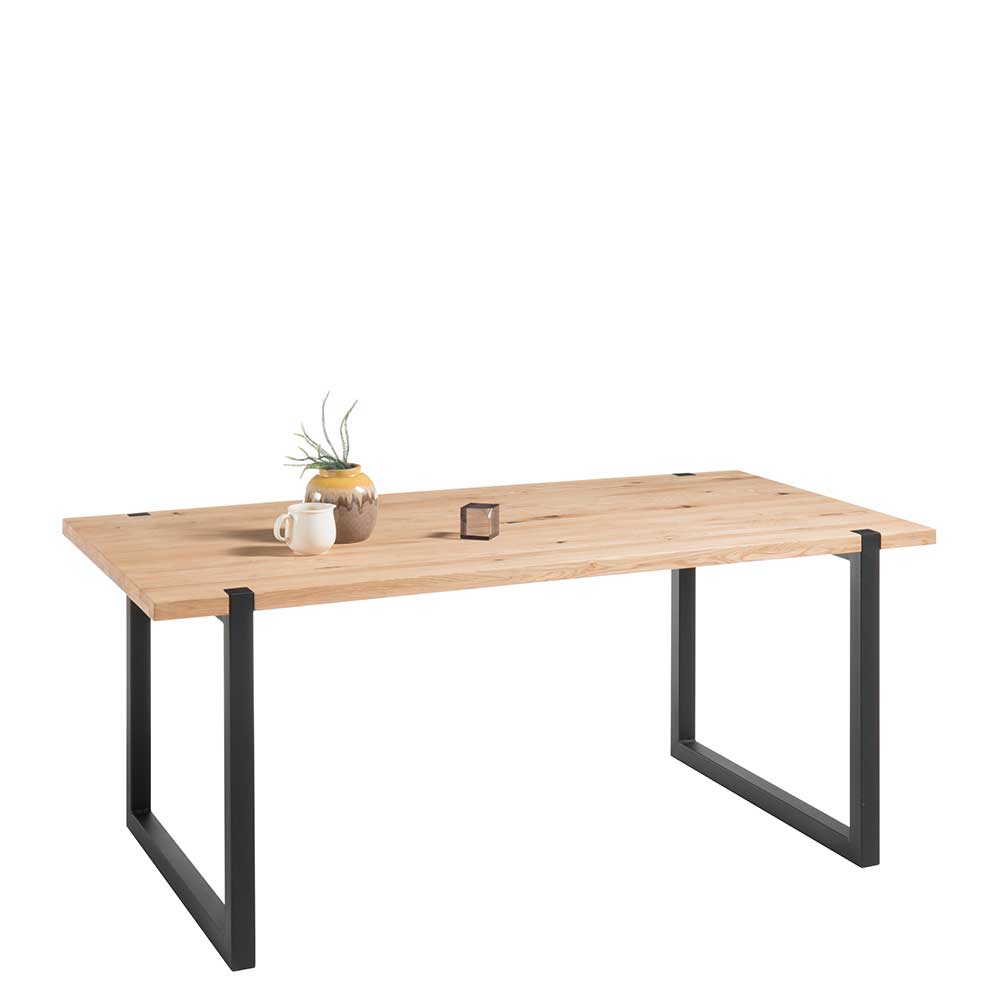 180x90 Esszimmer Tisch mit Eichenholz Platte - Lefaria