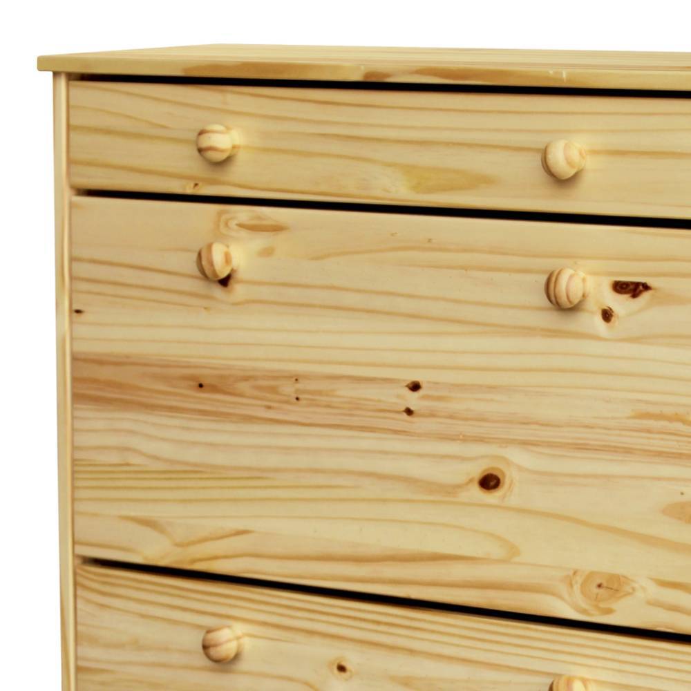Obere Schubladen des Schuhschranks aus massivem Kiefernholz mit runden Holzknöpfen – Ekorena