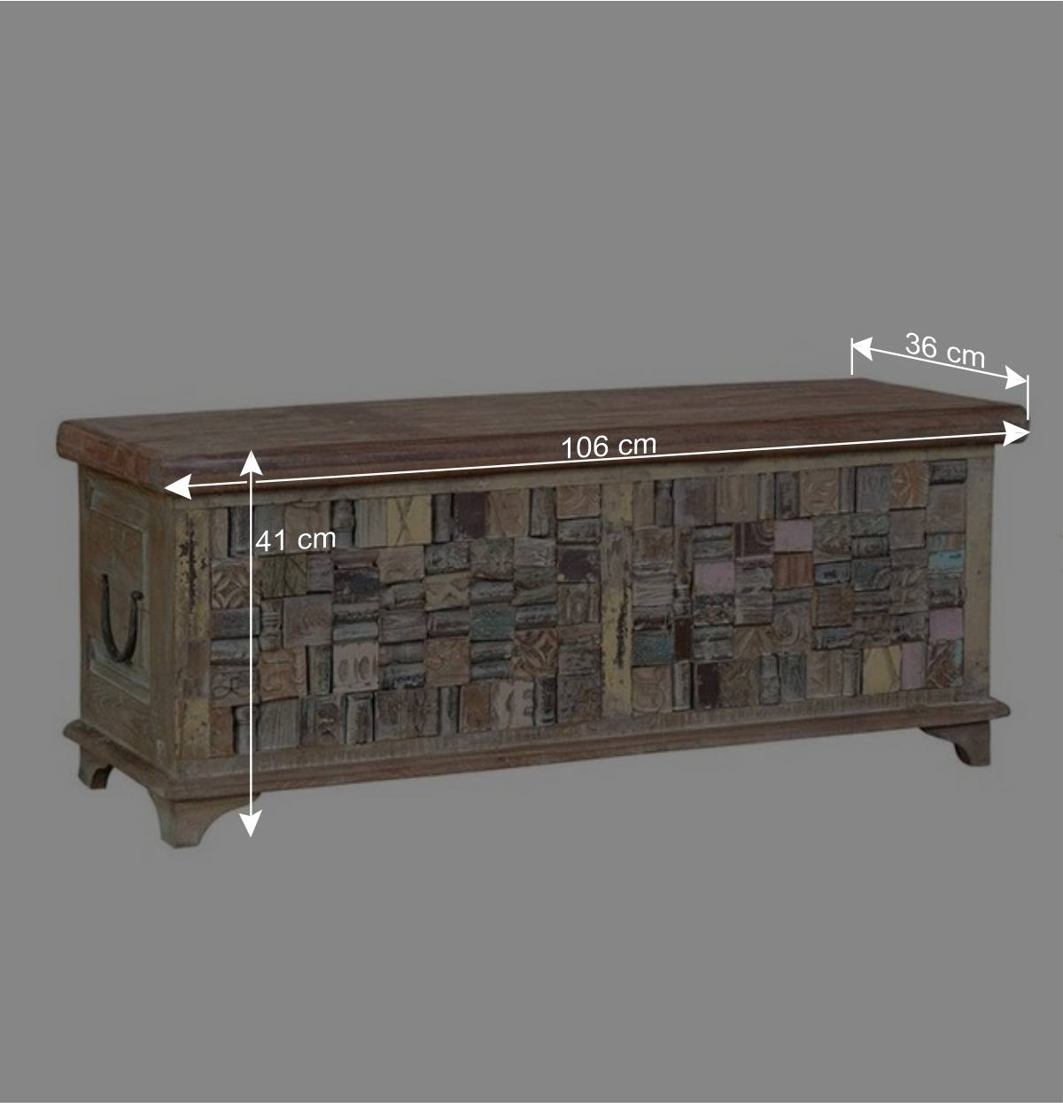 Design Holztruhe mit flachem Deckel - Gregoriana