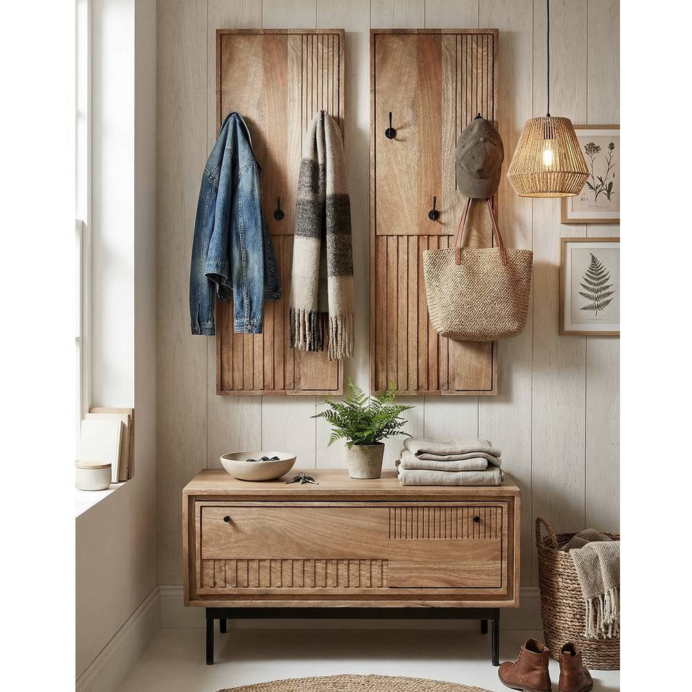 Garderobenpaneele und Schuhkommode Set - Peravia (dreiteilig)