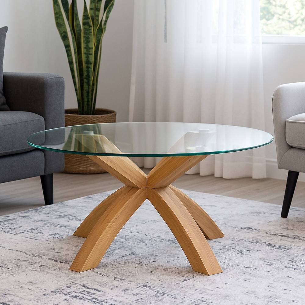 Wohnzimmer-Couchtisch mit Glasplatte - Aveiron