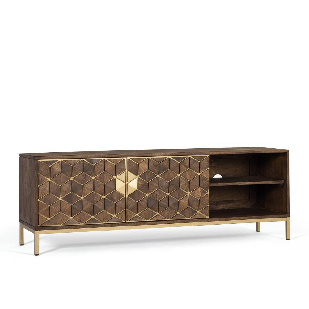 Design-TV-Board in Walnuss und Gold - Rasimo