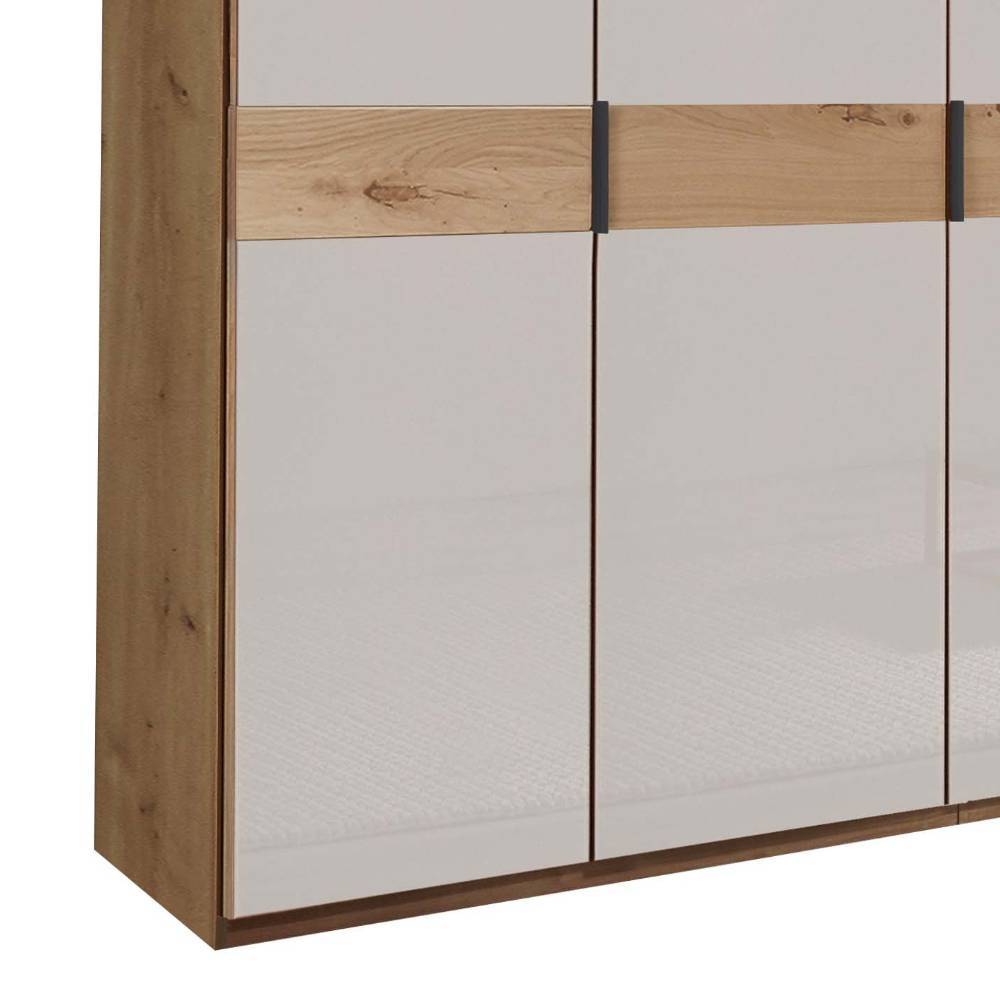 5-türiger Kleiderschrank mit Glas in Weiß - Crucav