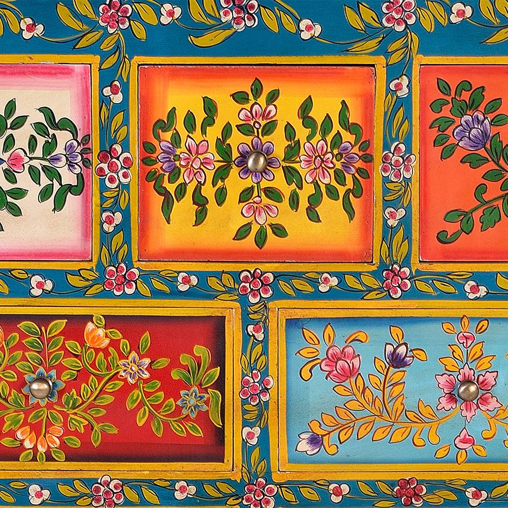 Farbenfrohes Design-Highboard mit Blumen Motiven - Leverias