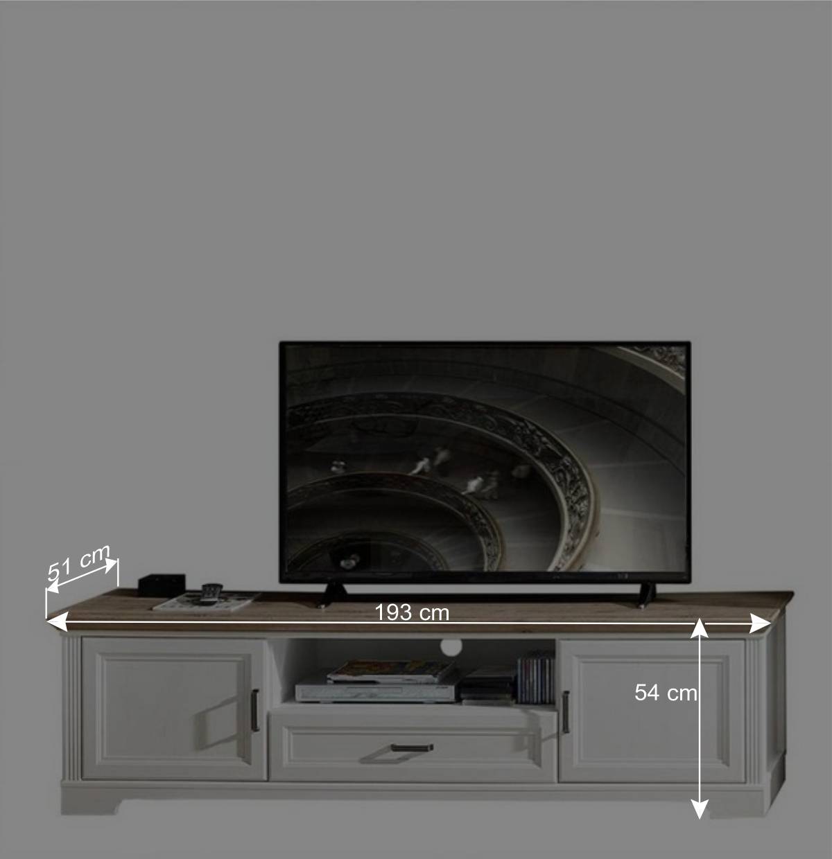 Landhaus TV Wohnkombination mit LED - Sinolita (dreiteilig)