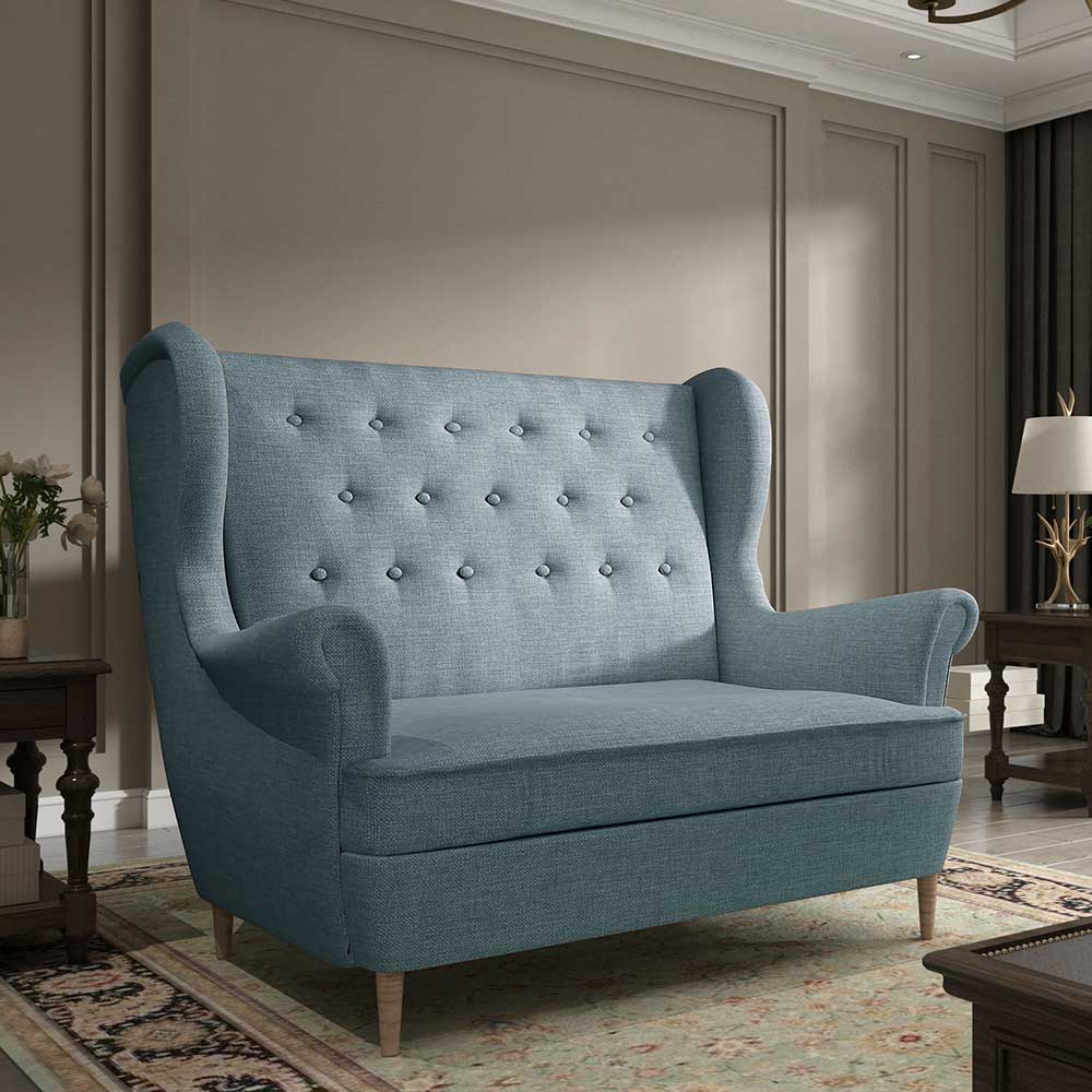Sofa mit hoher Rückenlehne mit Ohren in Graugrün - Tessini