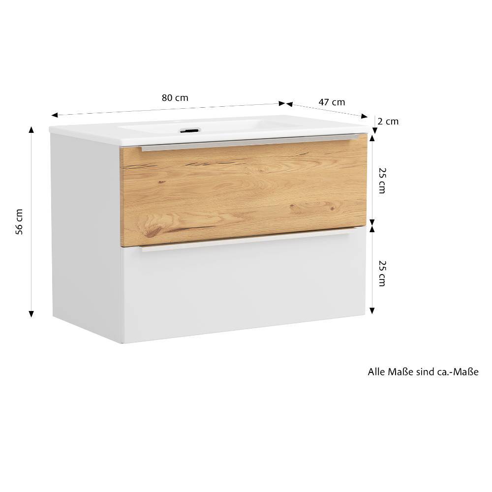 80cm Bad-Waschplatz in Mattweiß - Yvonja (zweiteilig)