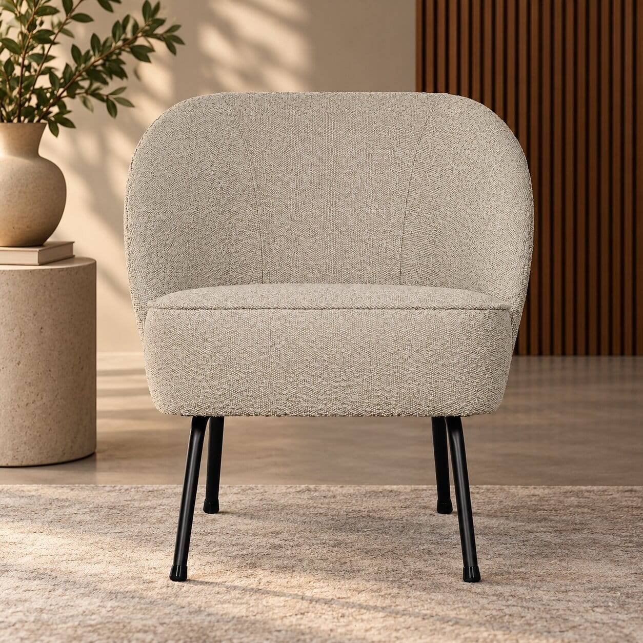 Boucle Loungesessel in Beige - Laderla