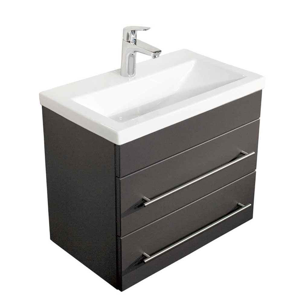 60cm Badezimmer-Waschtisch in Grau & Weiß - Zora
