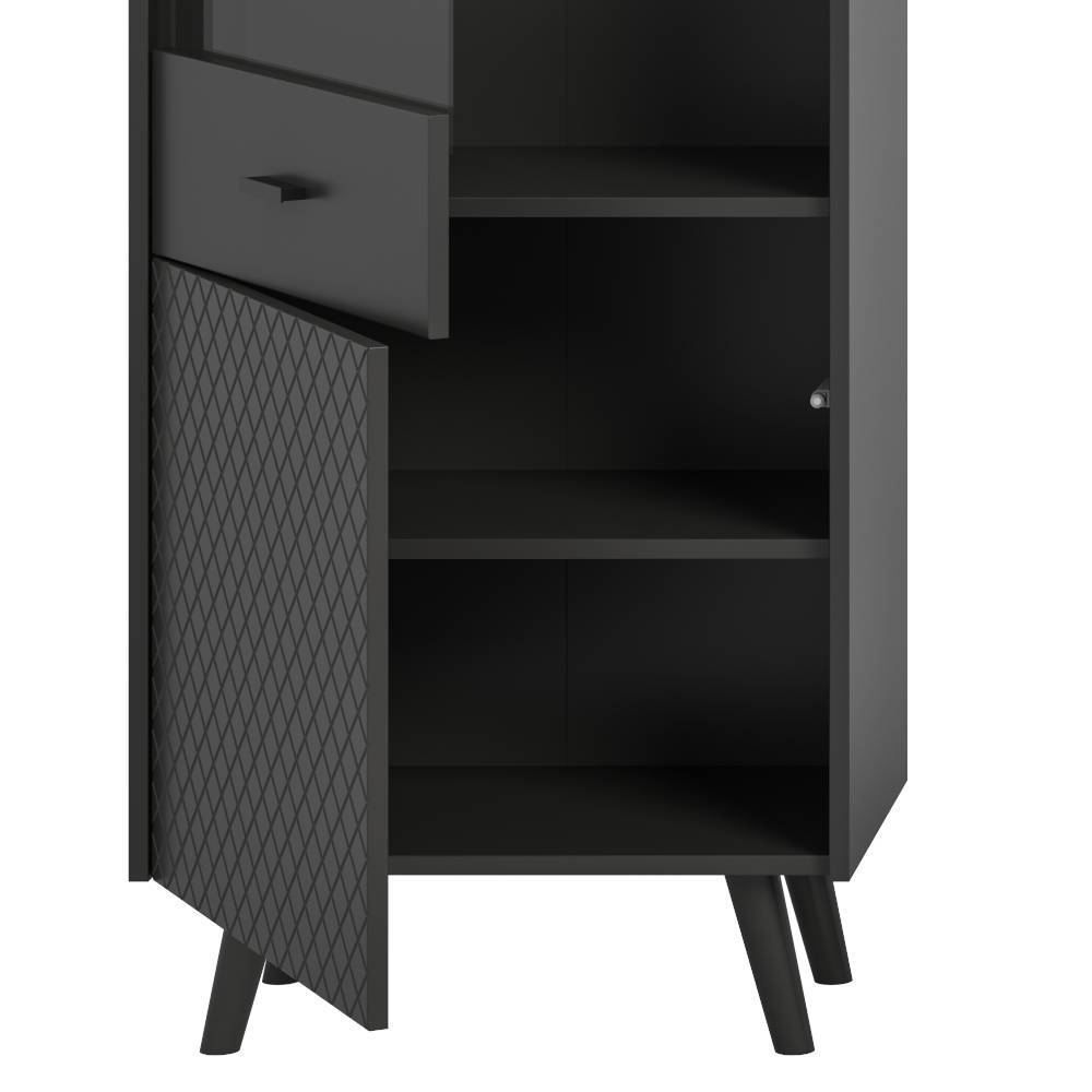 Vitrinenschrank in Mattgrau - Adrionata