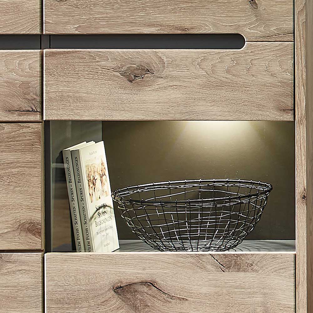 Wohnzimmer Anbauwand Holz Look - Zelio (dreiteilig)