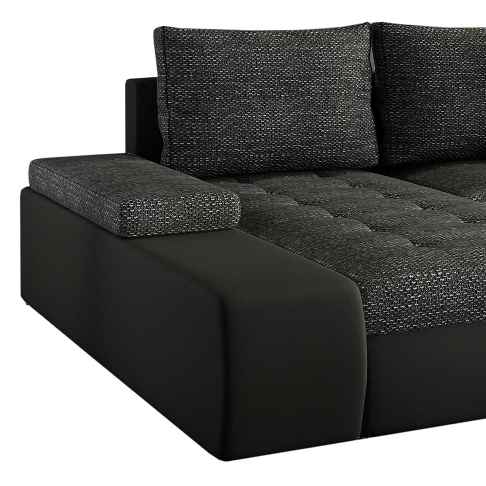 U-Form Wohnzimmercouch in Dunkelgrau und Schwarz - Grace