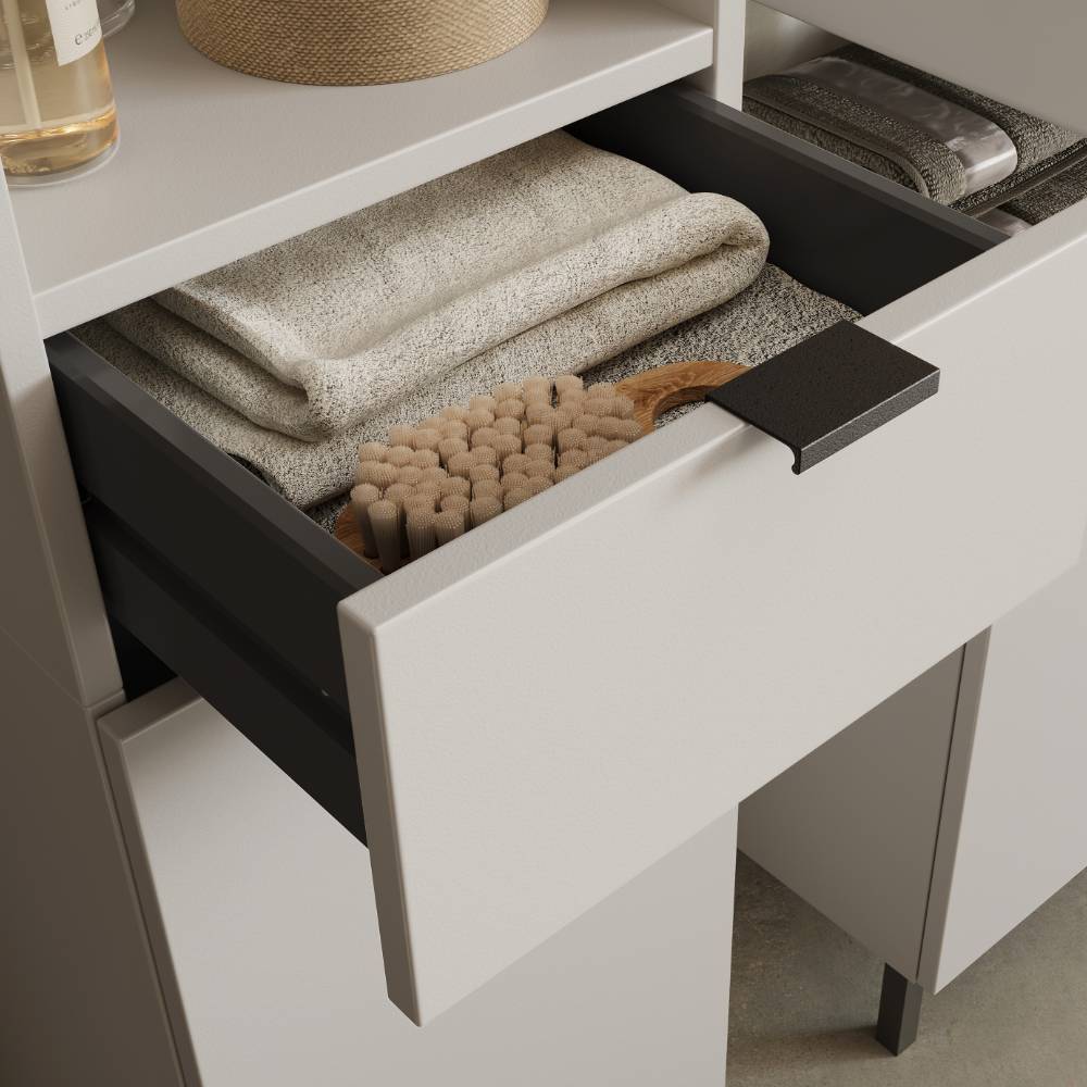 Badezimmer Hochschrank in Hellgrau - Konzit