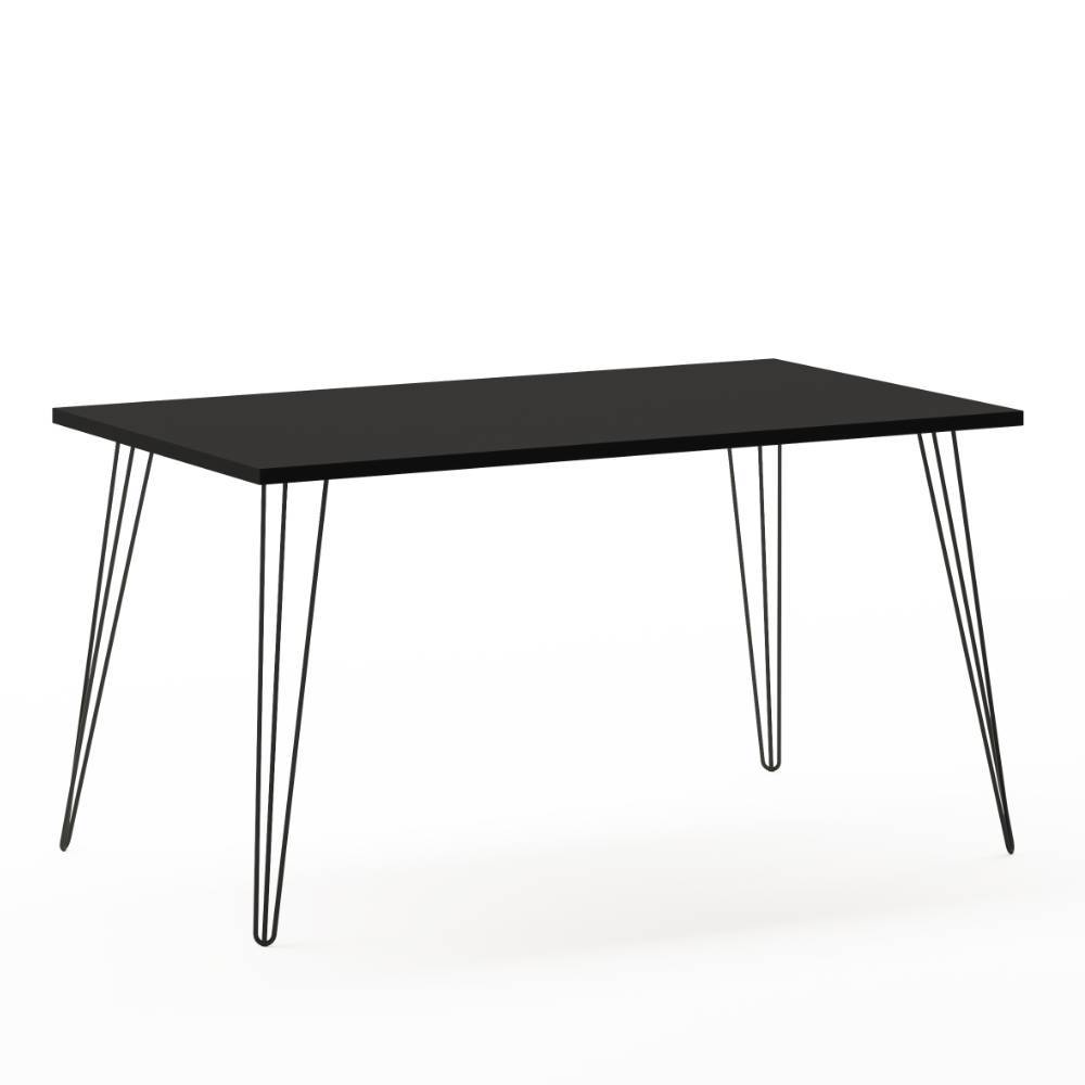Mattschwarzer Schreibtisch mit schlanken Hairpin-Beinen für Arbeitszimmer – Duran