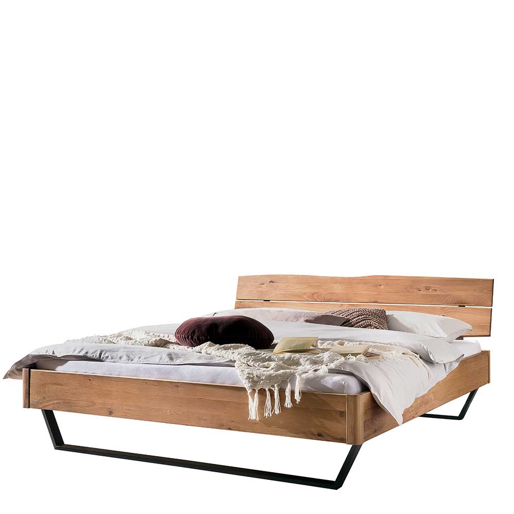 140x200 Bett mit Naturkante Kopfteil - Wikolia