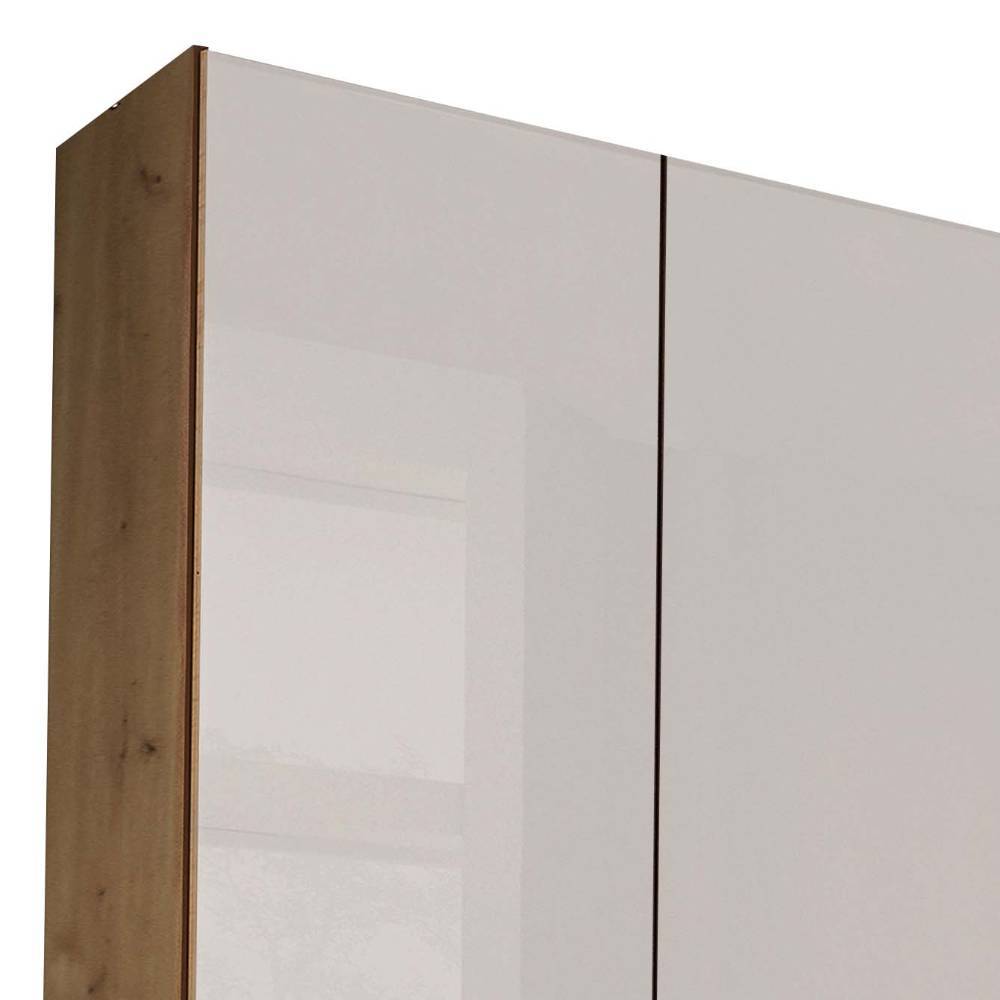 7-türiger Schlafzimmerschrank mit Glas in Weiß - Crucav