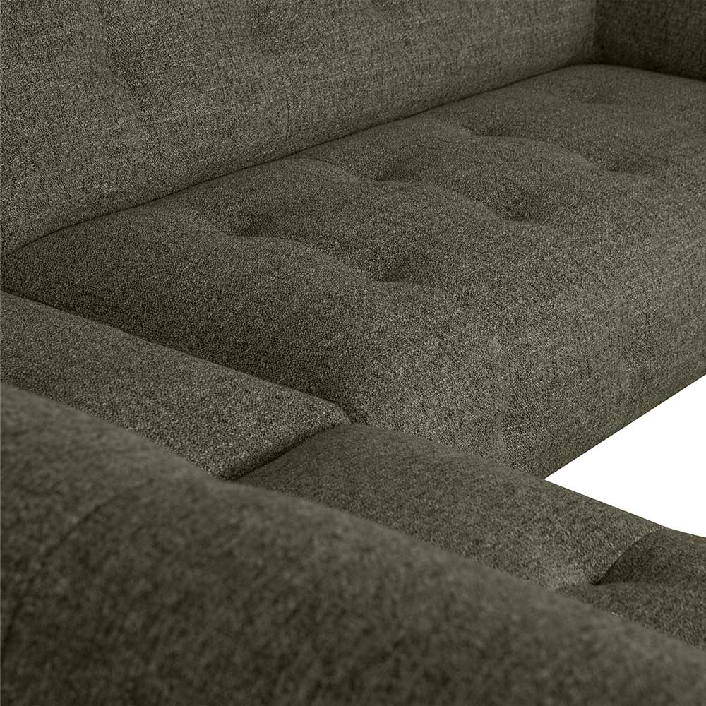 L Sofa aus Strukturstoff in Dunkelgrün - Teresia