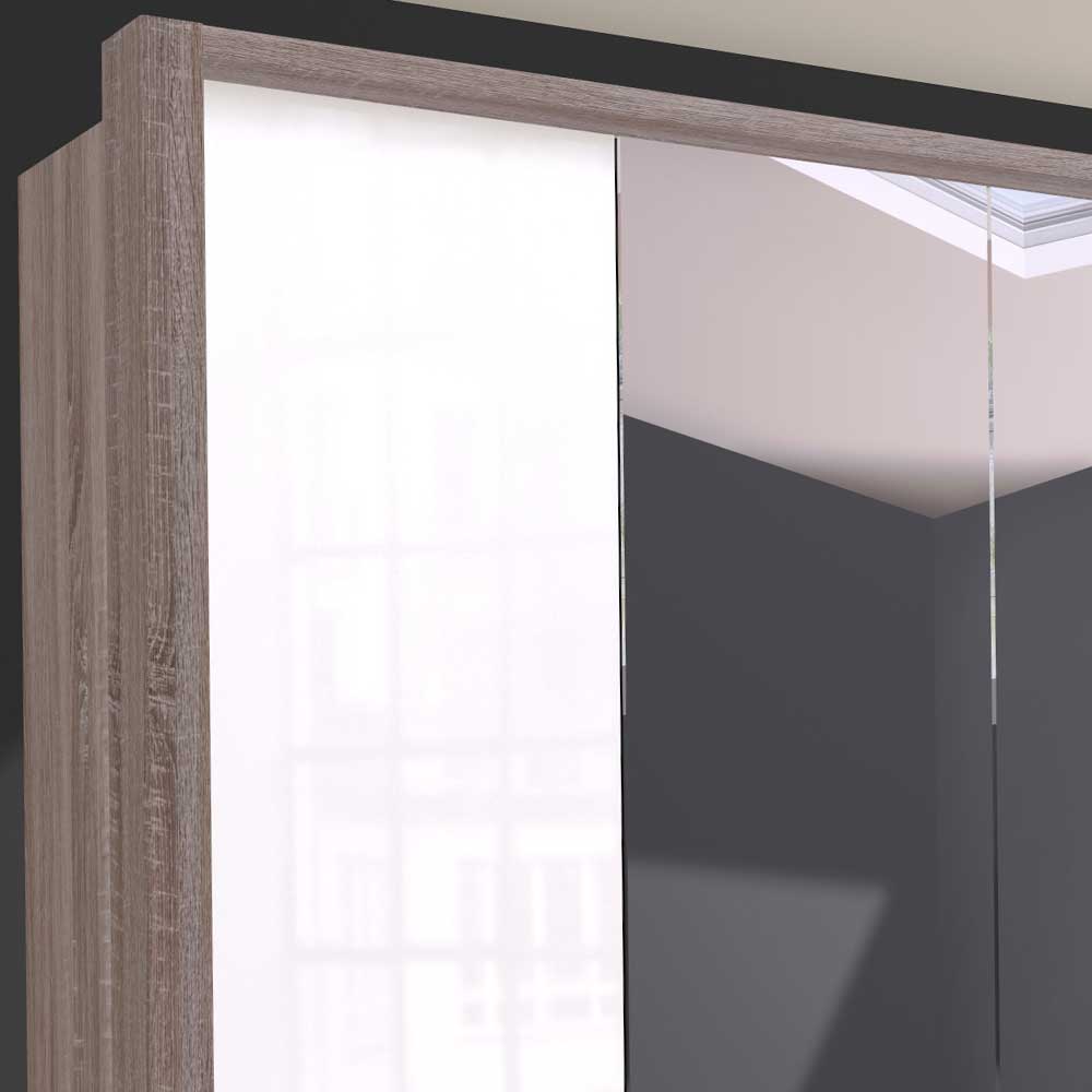 Schlafzimmerschrank mit Glasfront in Spiegel & Weiß - Empresian