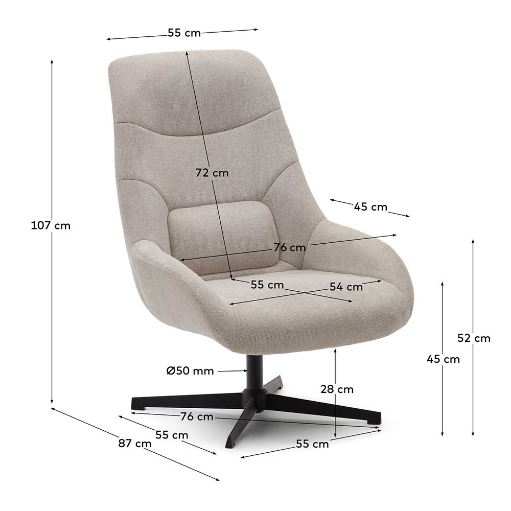 Design Sessel in Beige Chenille - Bitania