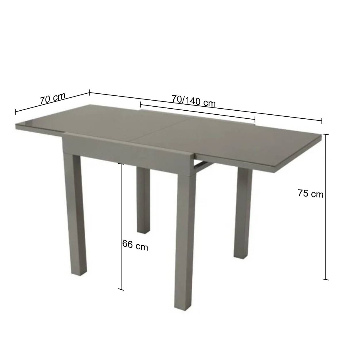 Balkon-Ausziehtisch in Silbergrau - Lirinas