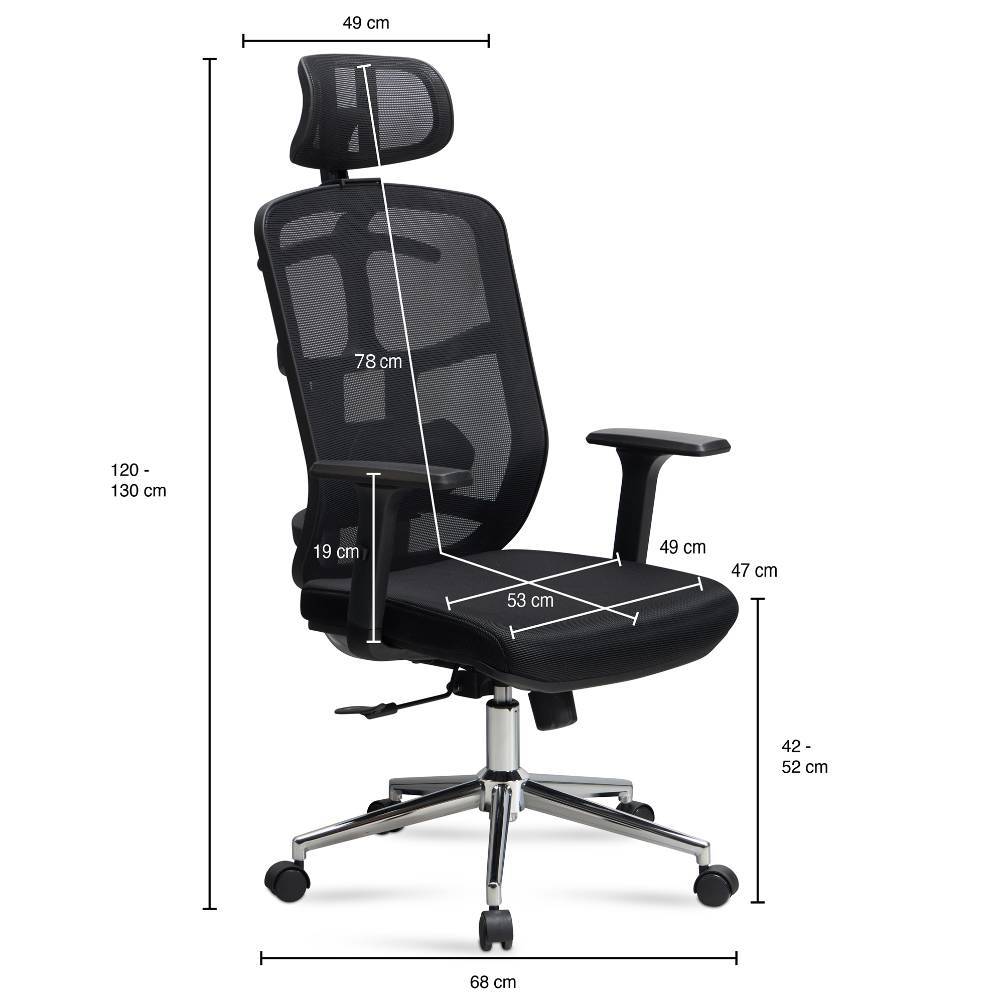 Schreibtischsessel aus Mesh in Schwarz - Bottaro