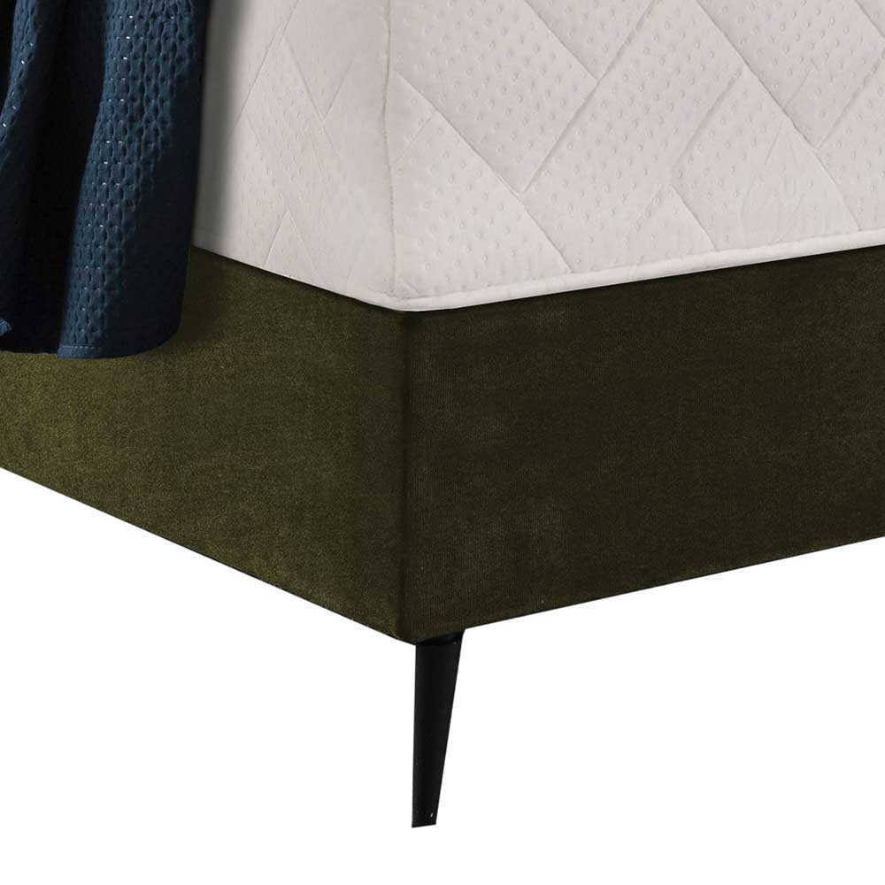 Velours Boxspringbett in Oliv Grün - Prudenca