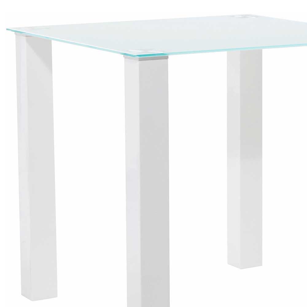 Weißer Hochglanz Tisch mit Glasplatte - Richard