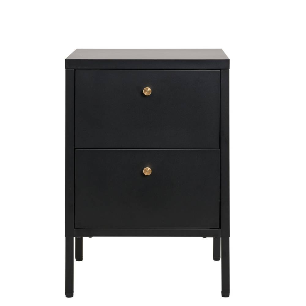 Nachtkommode in Schwarz mit Gold - Singular