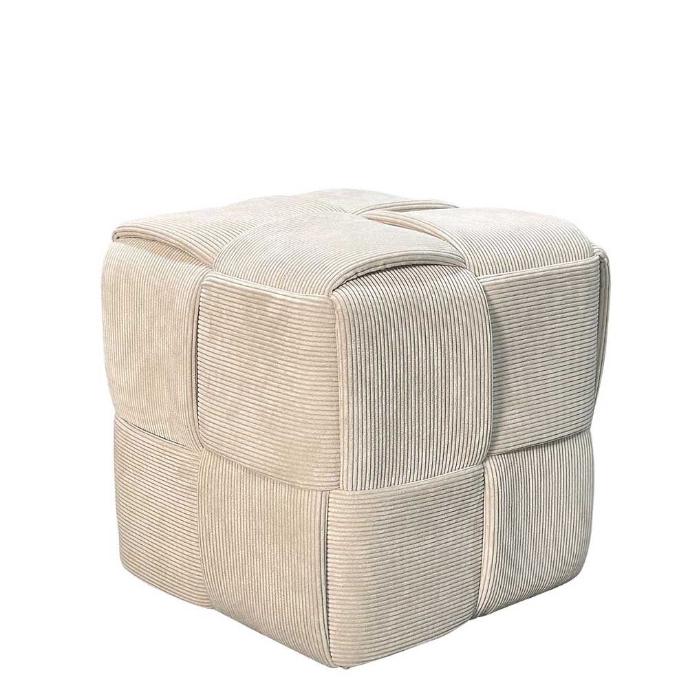 Hocker Pouf in Beige Cordbezug - Salvita III