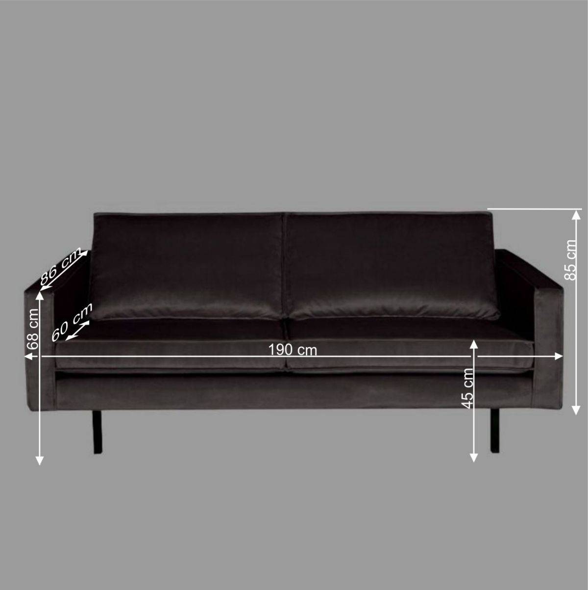 Samtbezogene Retro Couch Ertrego in Anthrazit