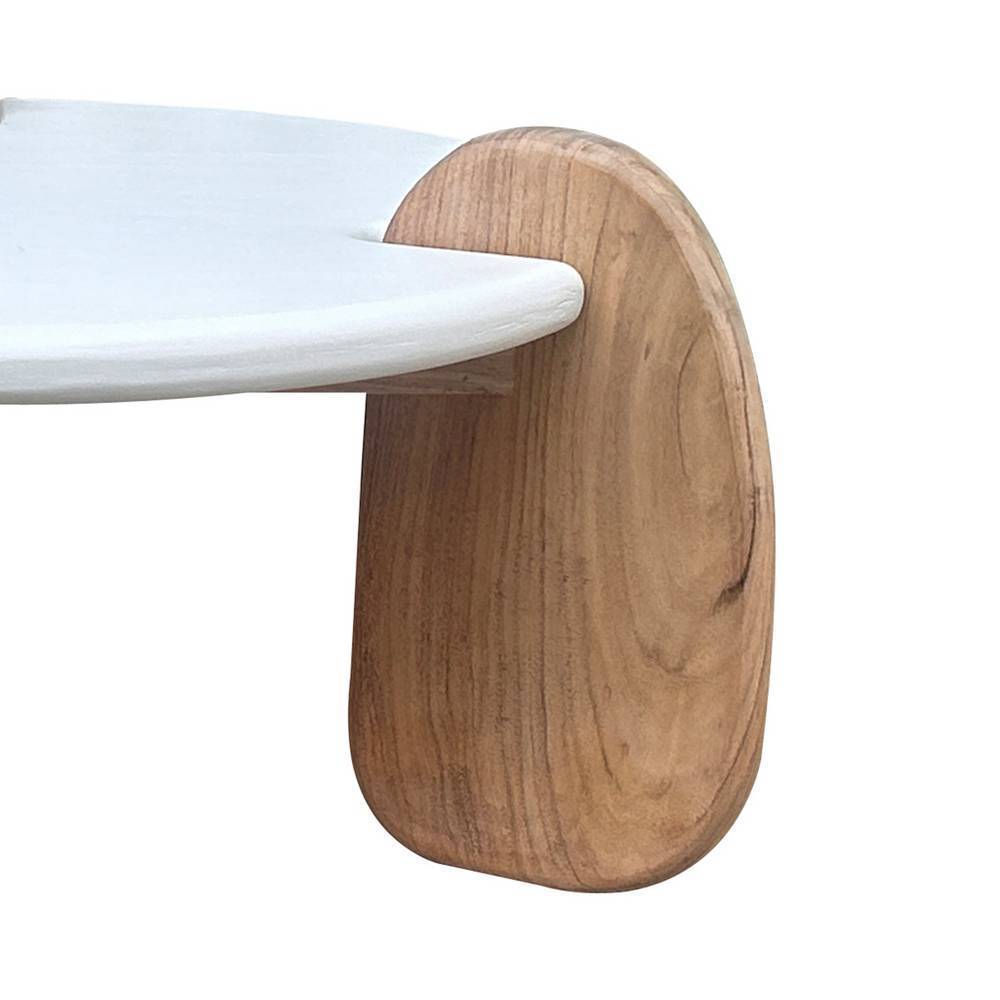 Skandi-Design-Couchtisch in Naturweiß und Akazie - Usilvea