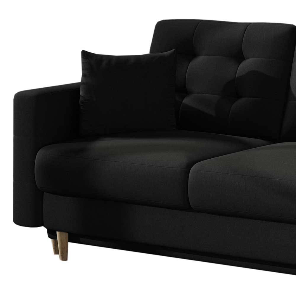 Dreisitzer Bettcouch in Schwarzbraun Stoff - Brain