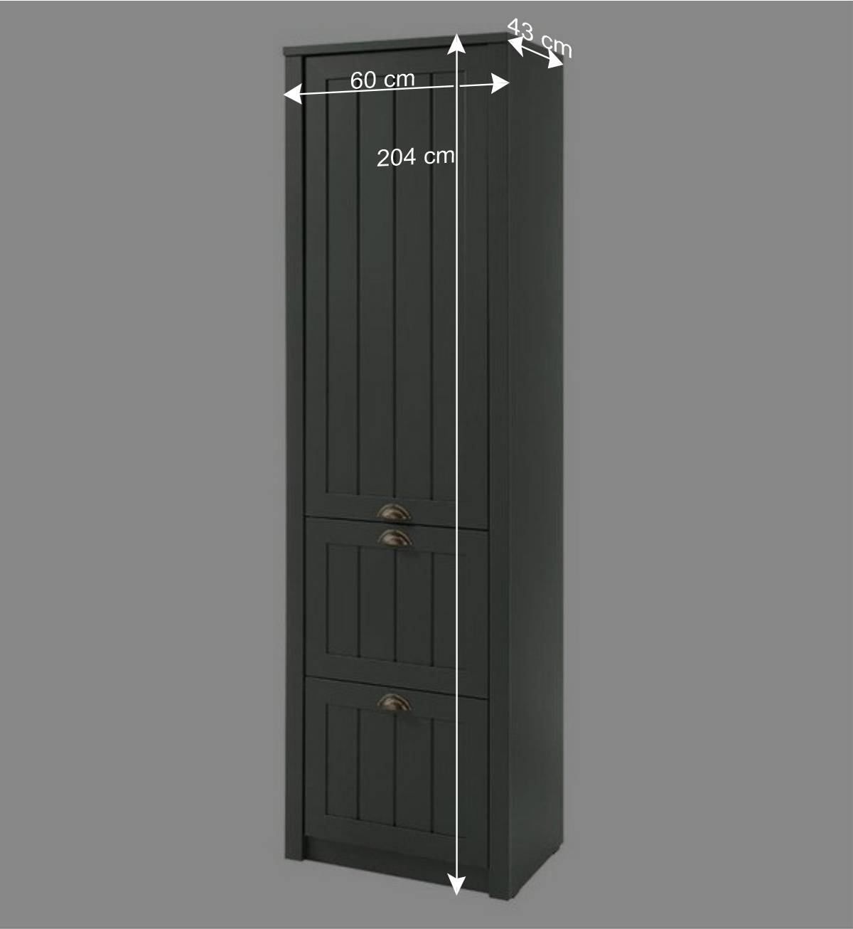 60x204x43 Garderobenschrank in Dunkelgrün - Niestov