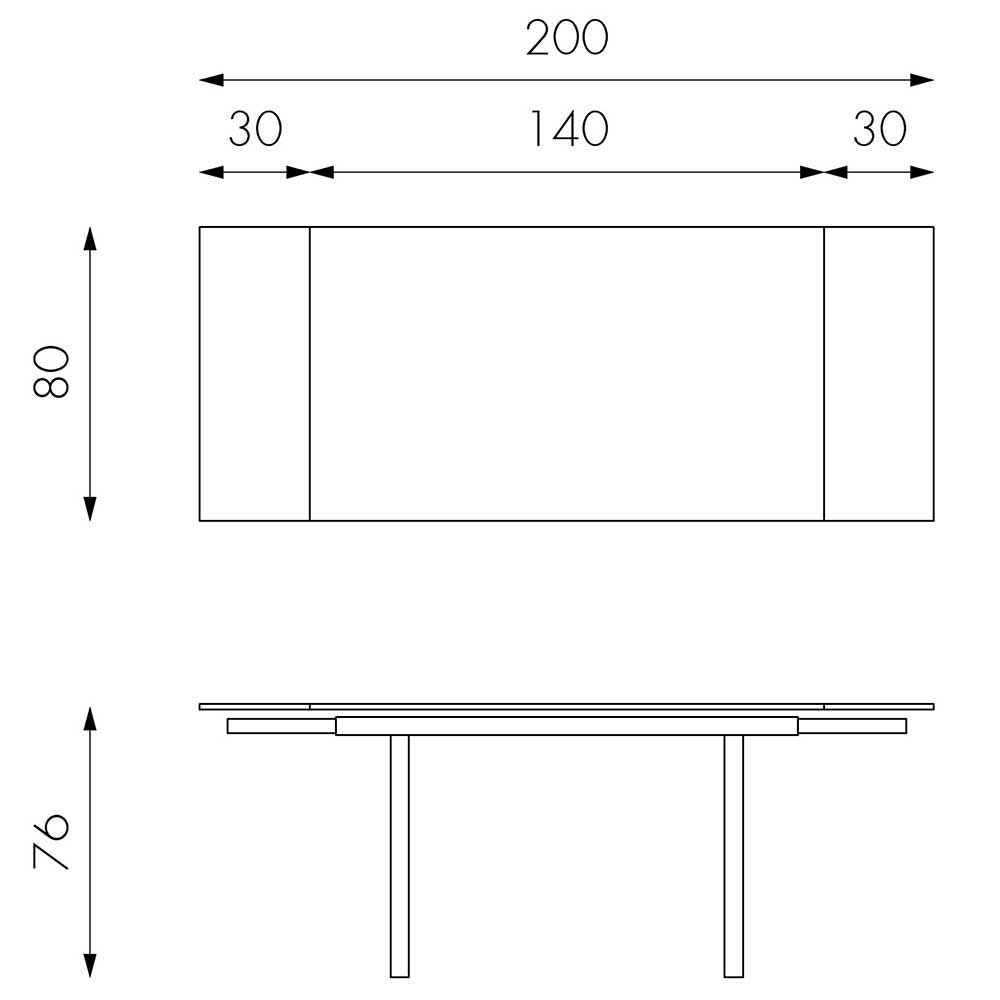 Verlängerbarer Esstisch mit Glasplatte Netty transparent