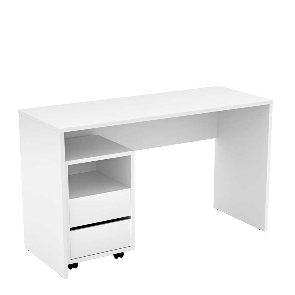 Weißer Schreibtisch optional mit Rollcontainer - Evensa