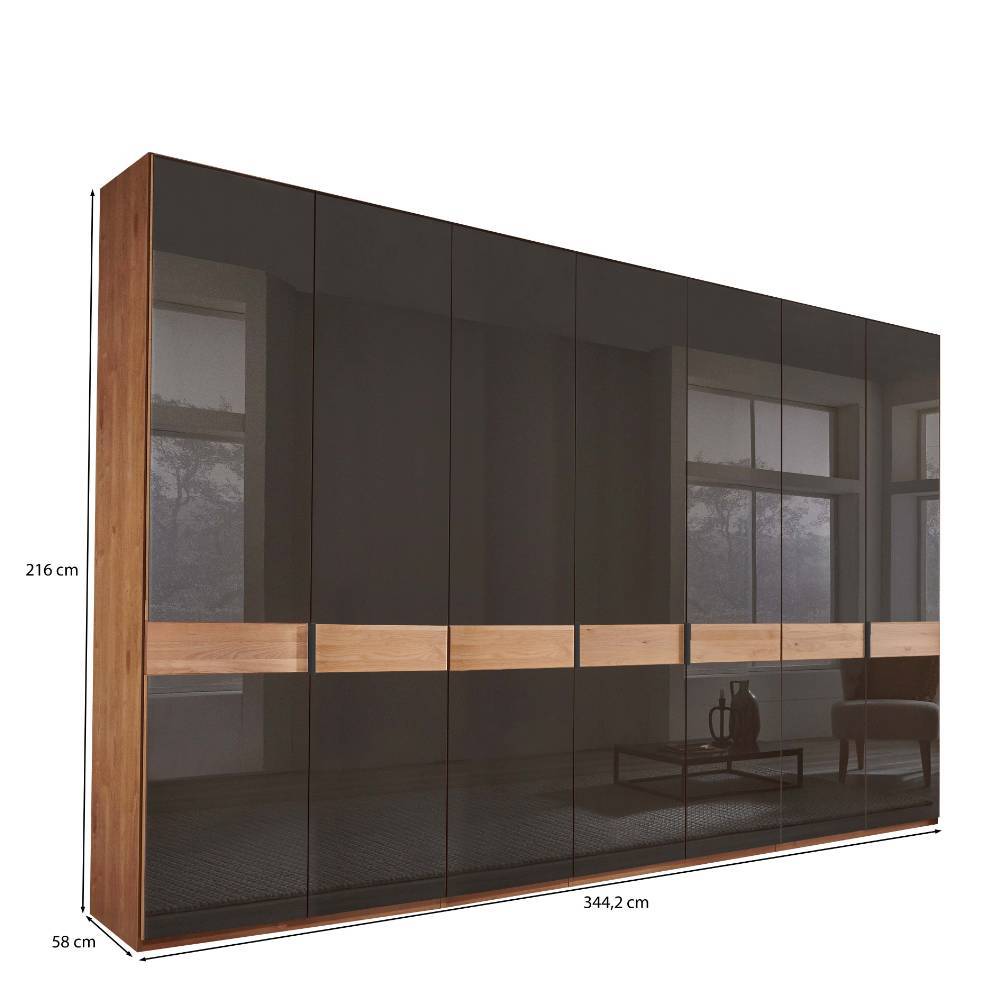 7-türiger Schlafzimmerschrank mit Glas Front - Hung