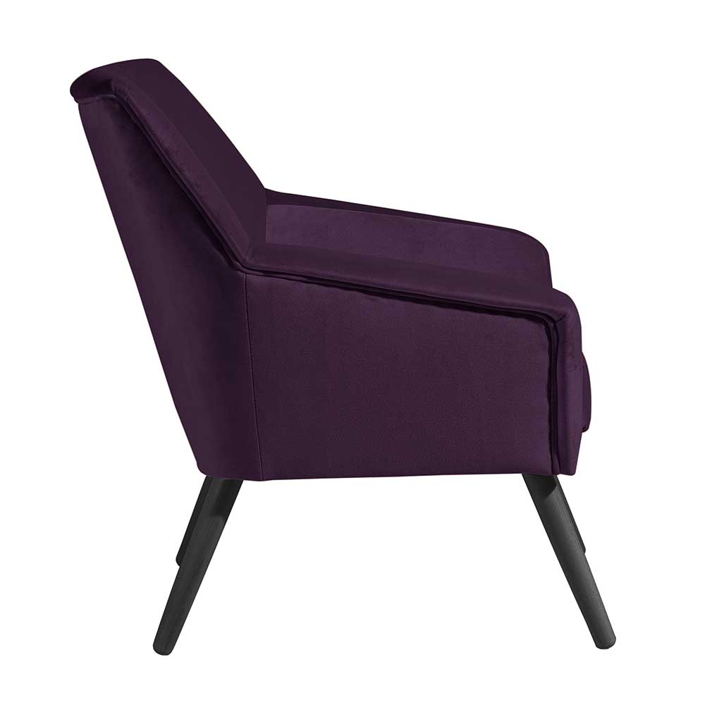 Samtvelours Sessel in Dunkellila & Schwarz - Keitha