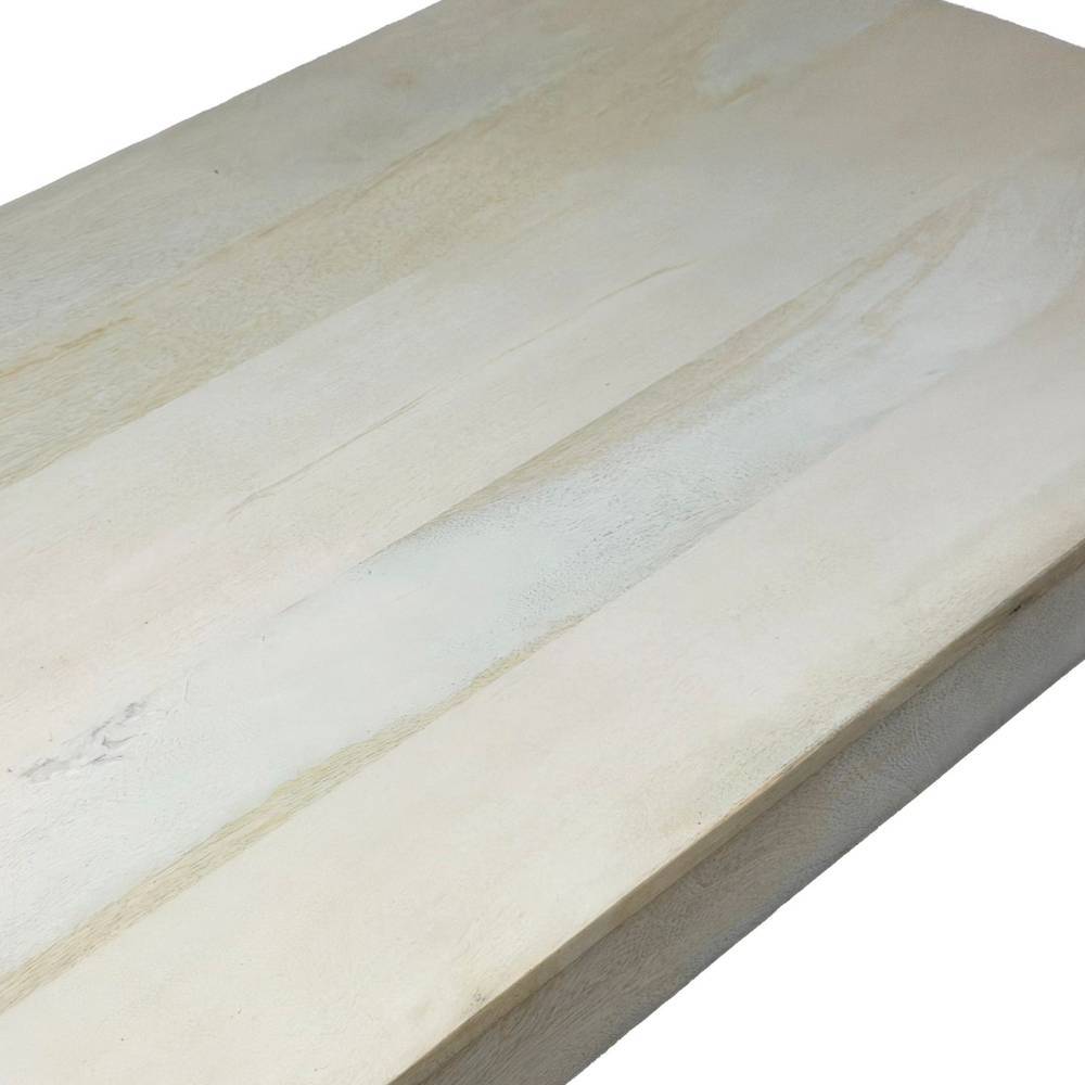 Tischplatte aus hellem Mangoholz mit White Wash Finish und feiner Maserung – Romtada