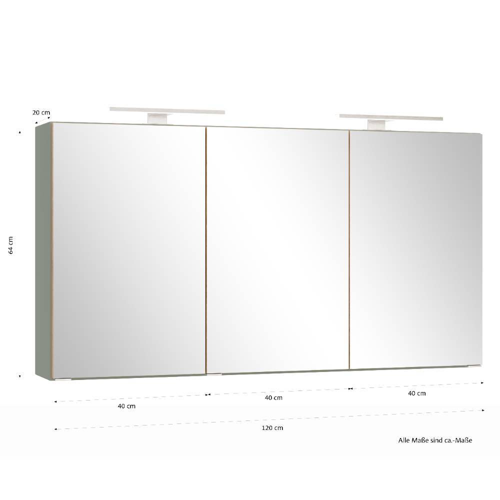 120cm Bad-Spiegelschrank mit drei Türen - Malivtros