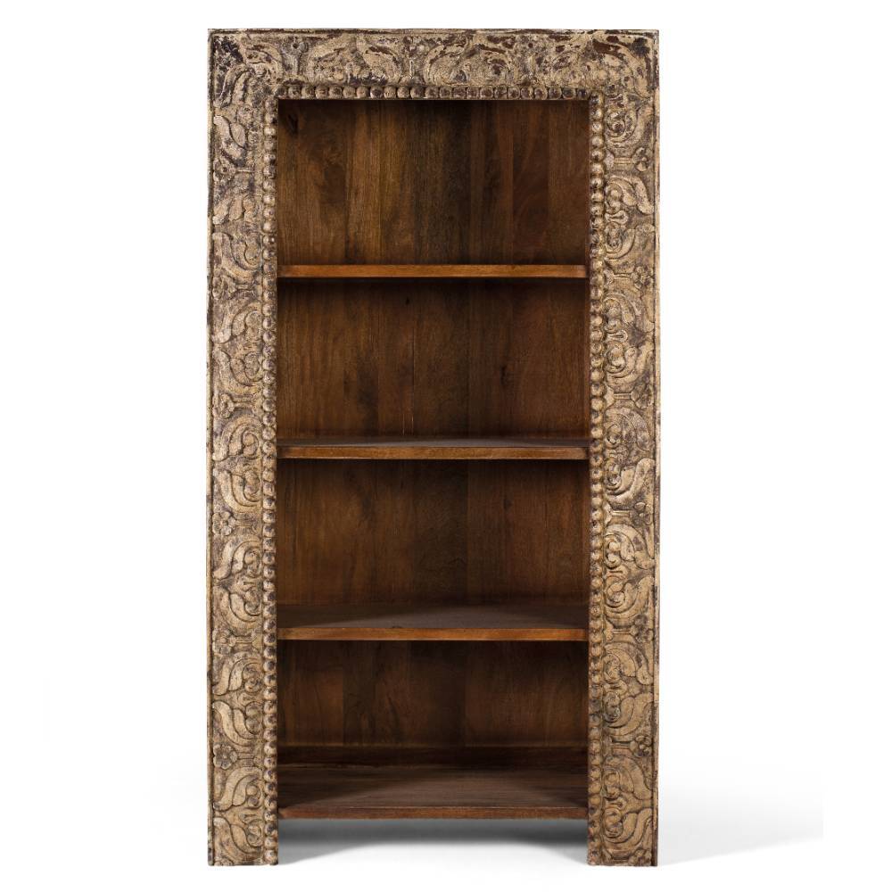 Vintage Designregal aus Mangoholz in Braun - Travorna