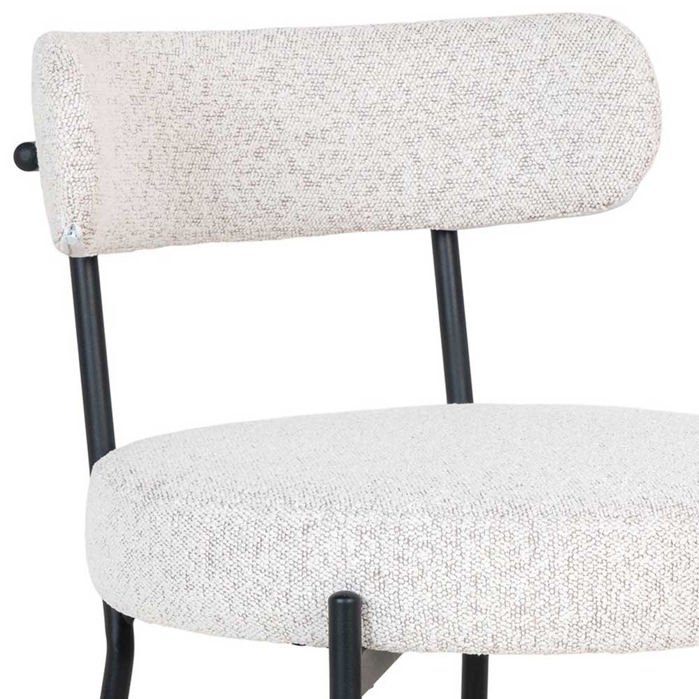 Boucle Polsterstuhl in Cremeweiß - Jalina (2er Set)