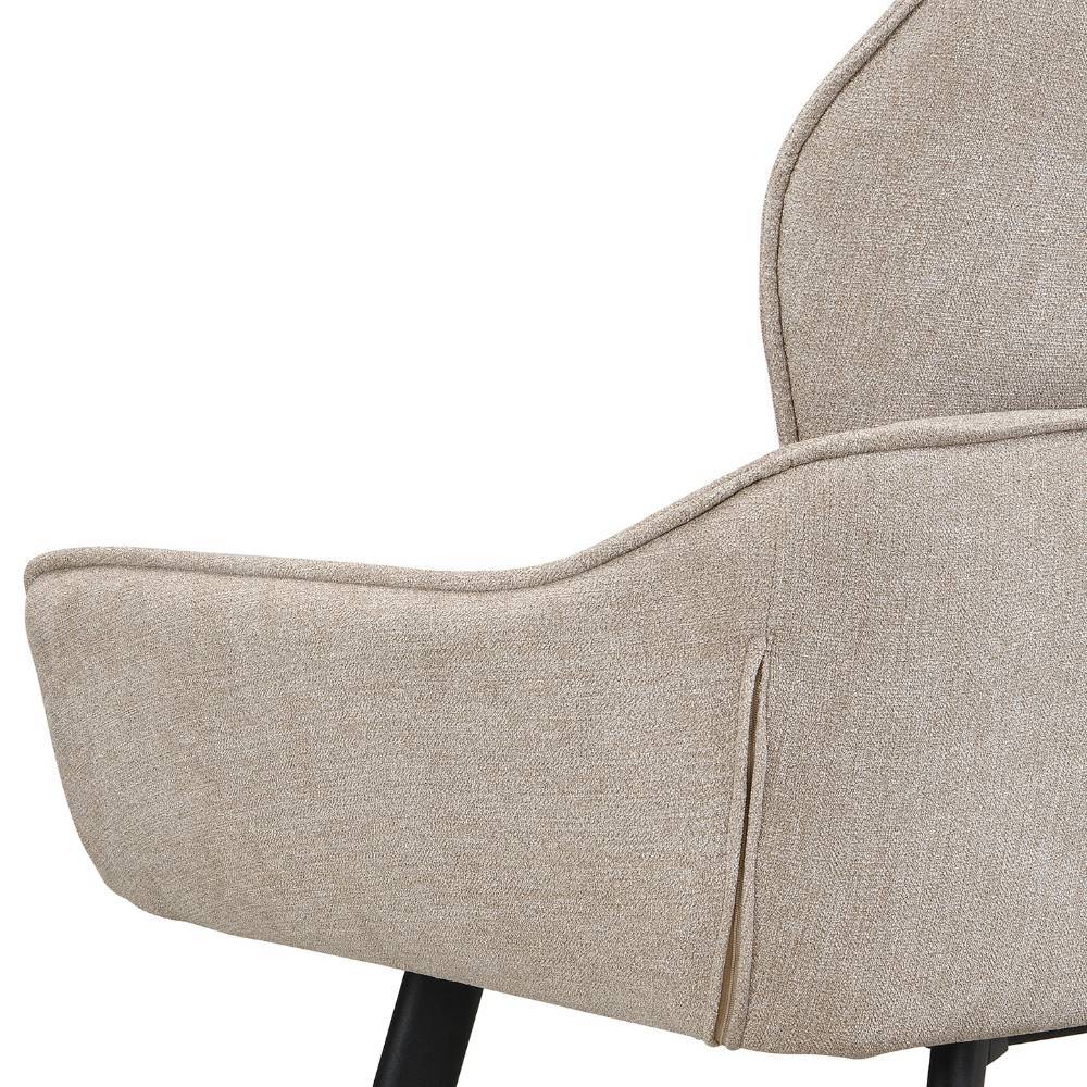 Detailaufnahme der seitlichen Armlehne des taupefarbenen Essbanksofas – Fridoloria