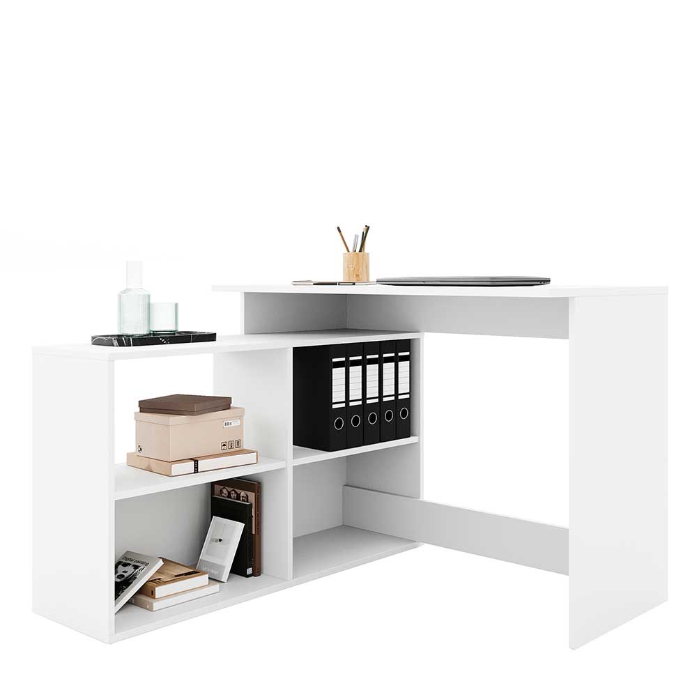 Schreibtisch mit 4-Fächer-Regal in Weiß - Salines