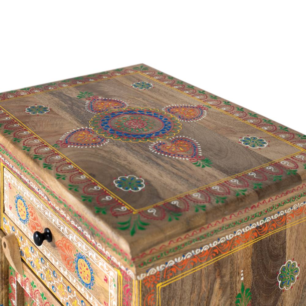 Boho Style Nachtschrank aus Mangoholz - Klapan