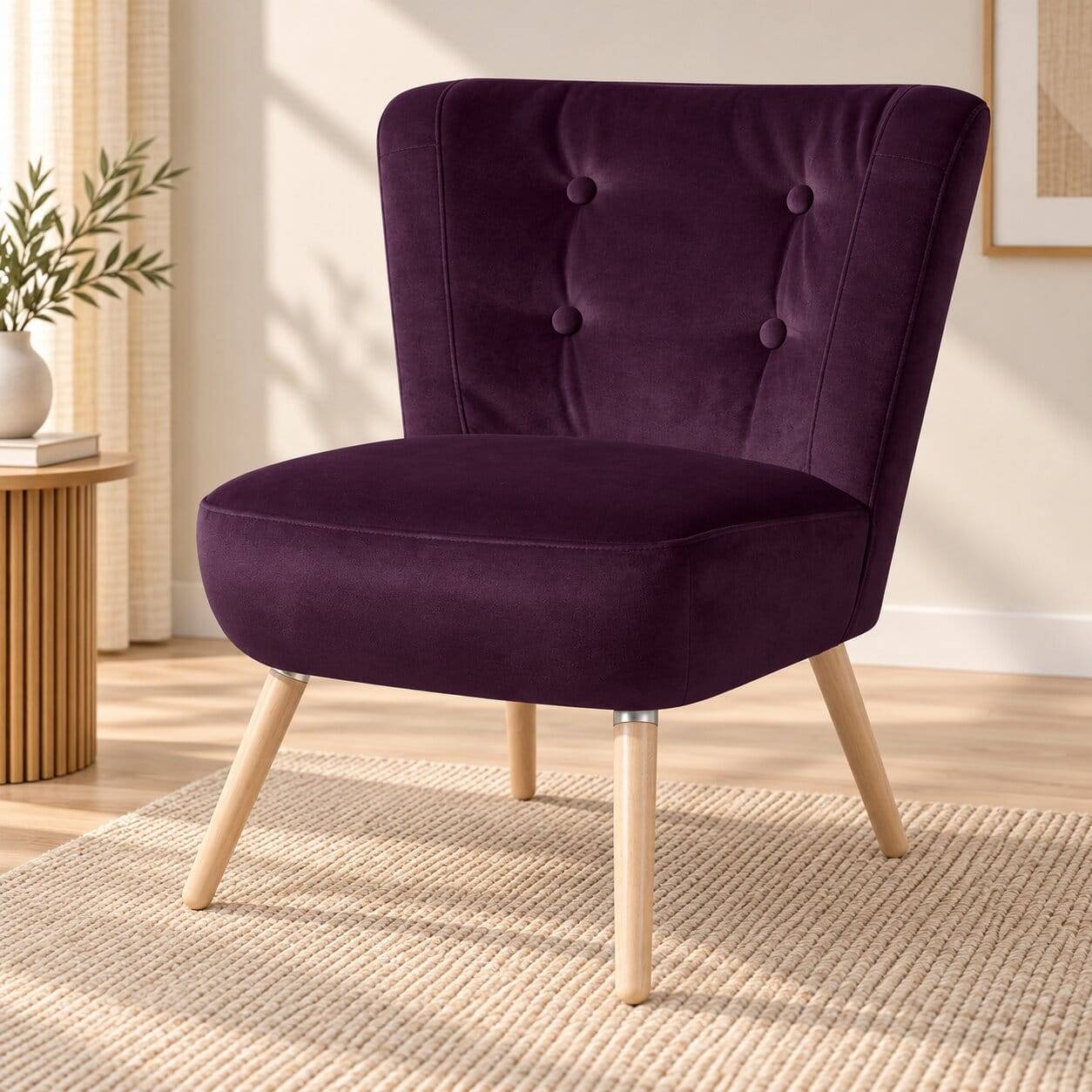 Sessel in Dunkellila Samtvelours - Aistran