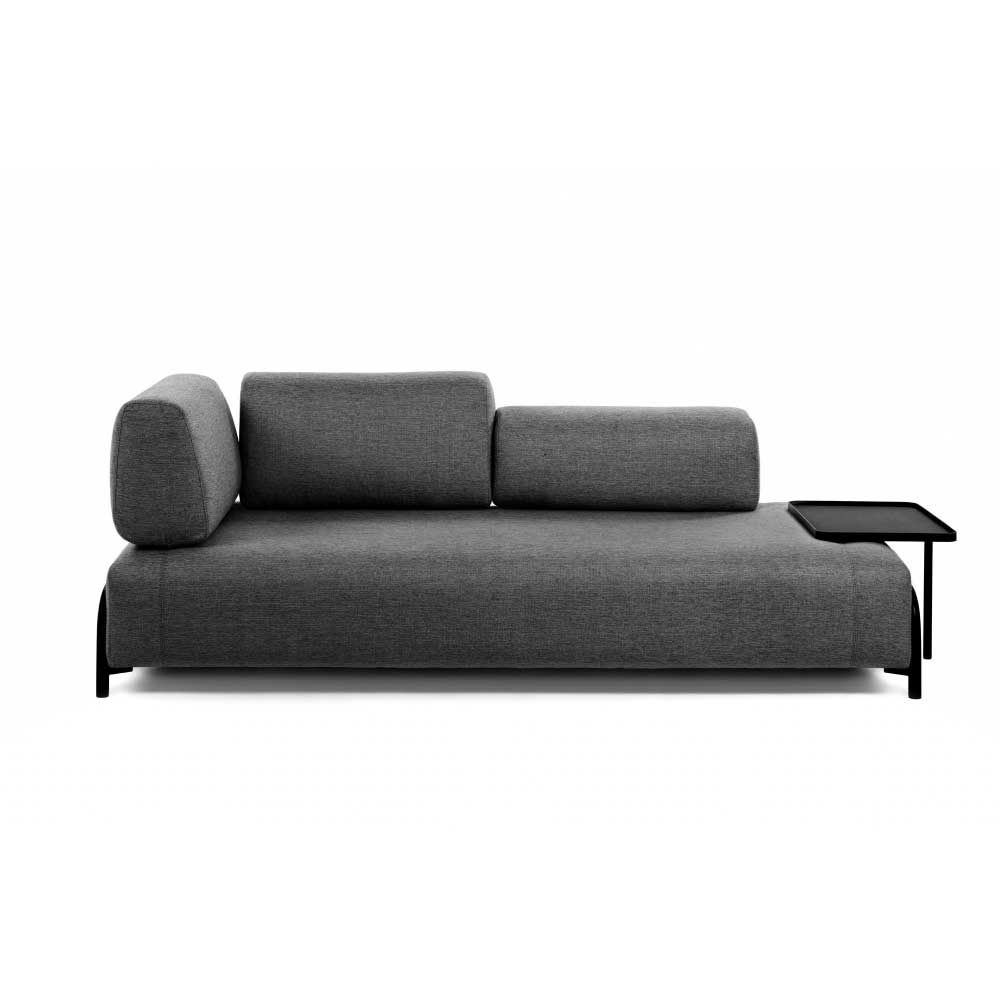 Graue Couch mit abnehmbarem Stecktisch - Sanyra